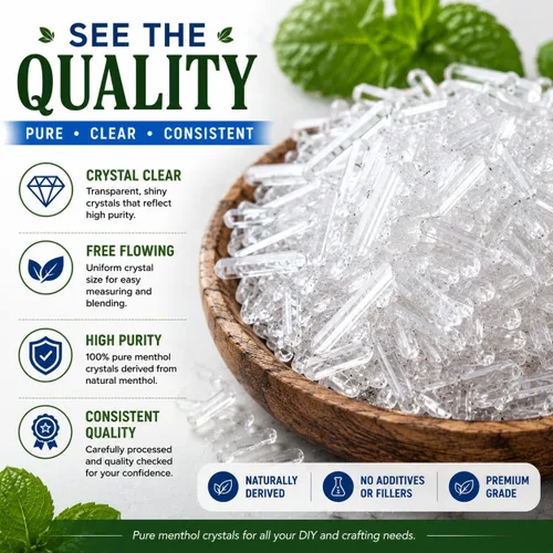 Miniatura 7 de GreenHealth Cristales de mentol de alta calidad, 1 libra (16 onzas), cristales de mentol naturales 100% puros, aroma fuerte a menta, bolsa