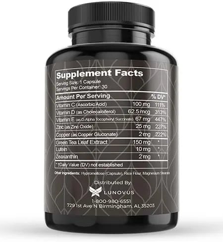 Miniatura 4 de Visual Advantage Suplemento ocular Glucosa II – Suministro para 1 mes – Fórmula AREDS 2 con vitamina D, C, E – Luteína y zeaxantina – Mezcla