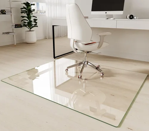 Miniatura 17 de Koonmi Tapete para silla de vidrio templado de 36"x48" - Tapete premium para silla de oficina para suelos de madera dura y alfombra de pelo bajo