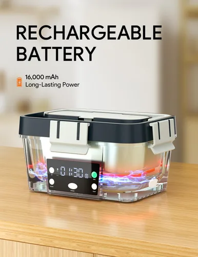 Miniatura 3 de Fiambrera térmica alimentada por batería con calentamiento automático, lonchera calentable inalámbrica de 16,000 mAh para adultos, calentador