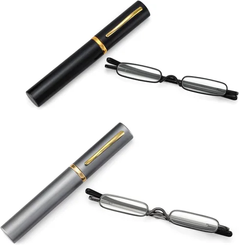 ZUVGEES Mini lentes de lectura delgados y compactos fáciles de transportar, lectores portátiles ligeros con estuche de tubo con clip para bolígrafo