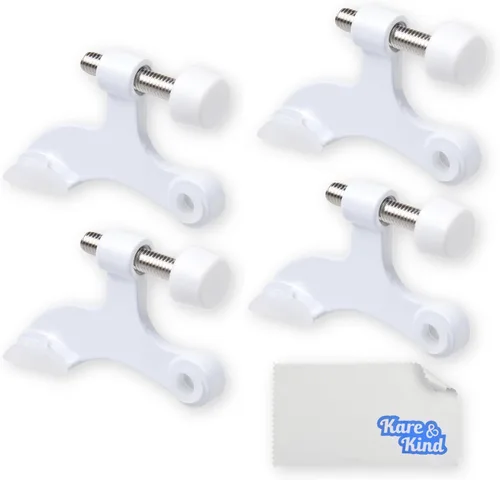 Miniatura 9 de Kare & Kind 4 topes de puerta con bisagra de níquel, topes de puerta para bisagra, con puntas protectoras para parachoques, fáciles de instalar