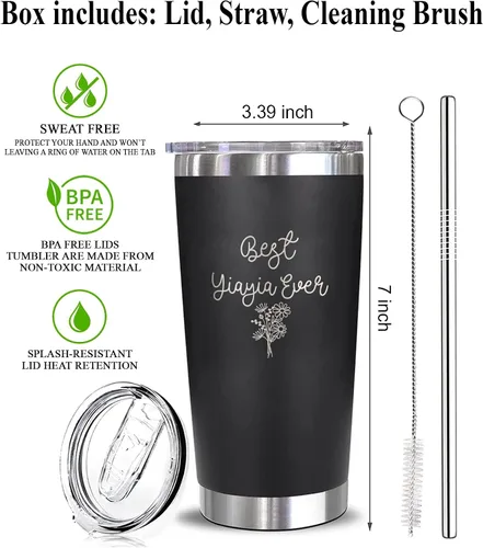 Miniatura 2 de Vaso de Yiayia con texto en inglés "Best Yiayia Ever", taza Yiayia, regalo para el día de la madre, taza de café Yiayia, vaso de acero inoxidable