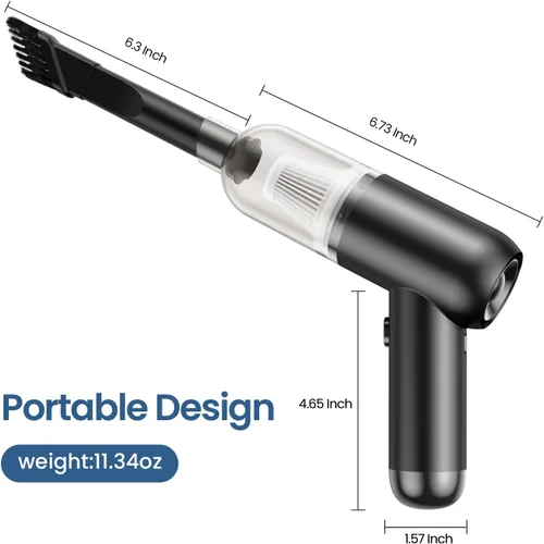 Miniatura 7 de Aspiradora portátil inalámbrica de mano para automóvil con potente succión, mini barredora de alta potencia, eliminador de polvo, ligera, fácil