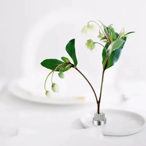 Miniatura 5 de WUWEOT Kenzan Ikebana - Paquete de 12 ranas de flores de 0.9 pulgadas, rana japonesa con pines, herramientas fijas florales plateadas, soporte