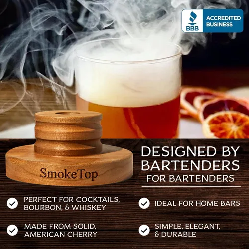 Miniatura 6 de SmokeTop Kit de ahumador de cóctel con virutas de madera de 4 sabores, kit de ahumador de cóctel y papas fritas para cócteles antiguos, whisky