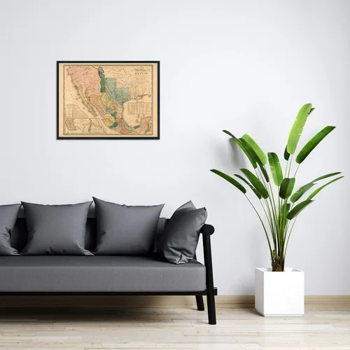 Miniatura 6 de HISTORIX Vintage 1846 Mapa de Estados Unidos de México, arte histórico de pared de 18 x 24 pulgadas, mapa antiguo de los Estados de México