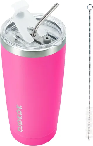 Miniatura 36 de BJPKPK - Vaso de 30 onzas con tapa y pajilla, de acero inoxidable con aislamiento de doble pared al vacío, color azul marino A-Azul Marino-30oz
