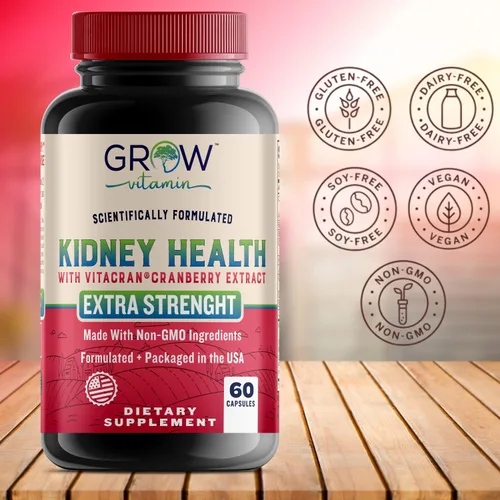 Miniatura 7 de grow vitamin Suplemento premium de limpieza renal – Potente fórmula de apoyo renal con extracto de arándano que ayuda a apoyar riñones saludables