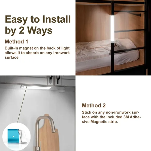 Miniatura 7 de LEPOTEC 30 Luces LED Debajo del Mostrador para Armarios, Luz LED para Gabinetes con Sensor de Movimiento, Luz de Despensa Operada con Batería