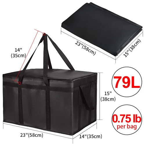 Miniatura 2 de Bolsa aislada para entrega de alimentos, XXXL aislada reutilizable para comestibles/bolsas calientes, bolsa de mano para compras/viajes, bolsa