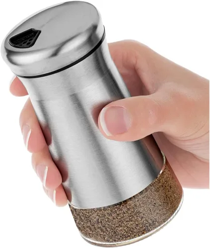 Miniatura 11 de Juego de saleros y pimenteros con agujeros ajustables para verter – Elegante dispensador de especias de acero inoxidable – Perfecto para Himalaya