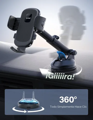 Miniatura 5 de Lamicall Soporte de teléfono para automóvil - [Ventosa de grado militar más fuerte] Soporte de teléfono con rotación de 360° para tu automóvil