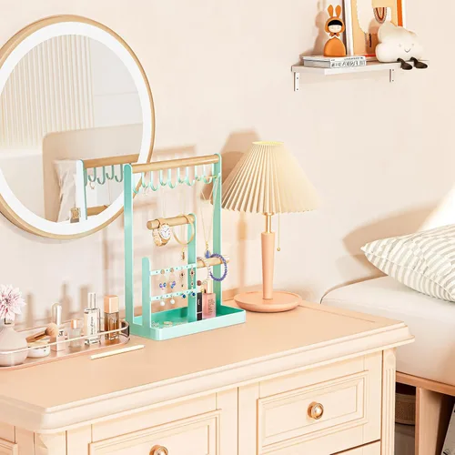 Miniatura 8 de ProCase Organizador de joyas, soporte para joyas, organizador de collares de 4 niveles con bandeja para anillos, pequeño y bonito estante