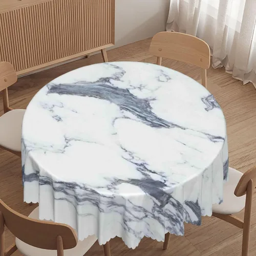 Miniatura 10 de Manteles redondos con temática de mármol, 48 pulgadas, tela impermeable, decorativo, reutilizable, lavable, a prueba de derrames, resistente a