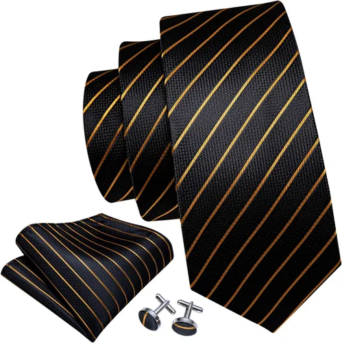 Miniatura 36 de Barry.Wang Juego de corbatas para hombre, corbata de seda a rayas, tejido a cuadros, gemelos formales, negocios, boda