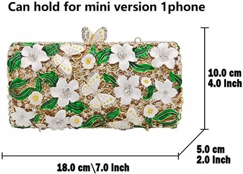 Miniatura 3 de Boutique De FGG Flores y mariposas mujeres cristal embrague bolso de noche boda fiesta Rhinestone bolsos