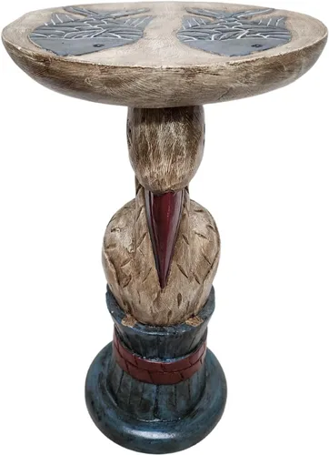 Miniatura 3 de WorldBazzar Escultura de madera tallada a mano del soporte de la planta del soporte de la planta de los pescados del pelí