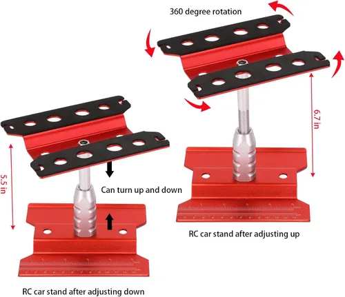 Miniatura 3 de Soporte de Trabajo para Reparación de Autos RC Kit de 532 Piezas de Tornillos de Reparación RC Estación de Reparación con Rotación de 360 Grados Rojo