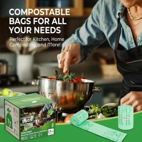 Miniatura 7 de Bolsas de compost pequeñas de 2.6 galones - 80 unidades de 0.8 mil de espesor, bolsas de basura compostables para contenedor de encimera