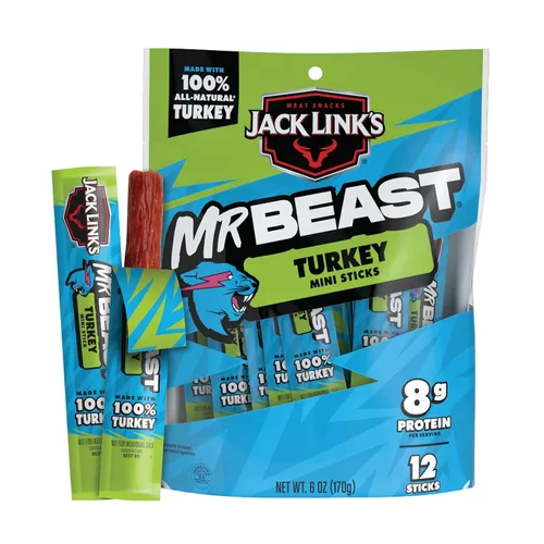 Miniatura 15 de Jack Link’s x MrBeast Mini Palitos de Ternera Sin Azúcar – 6g de Proteína por 2 Palitos de Carne Envueltos Individualmente, Hechos con 100% Ternera