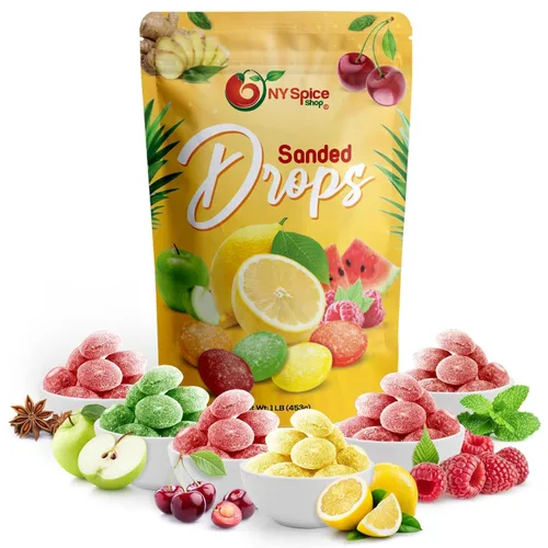 Miniatura 16 de NY SPICE SHOP Mix Fruits - Gotas de caramelo lijadas, 1 libra de gotas lijadas antiguas, dulces frescos y deliciosos a granel, caramelo duro lijado