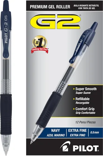 Miniatura 8 de Pilot, Bolígrafos de gel premium G2, punta extra fina de 0.5 mm, paquete de 12, rojo Tinta roja