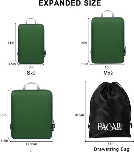 Miniatura 145 de BAGAIL 4 Set/6 Set Ultraligero Compresión Embalaje Cubos Organizador de Embalaje para Accesorios de Viaje Equipaje Maleta Mochila