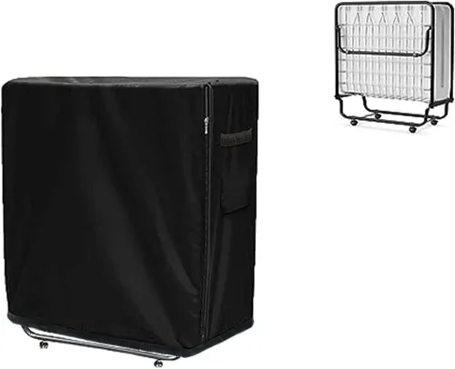 Funda de almacenamiento plegable para cama, tamaño individual, color negro, cordón ajustable (33 pulgadas)
