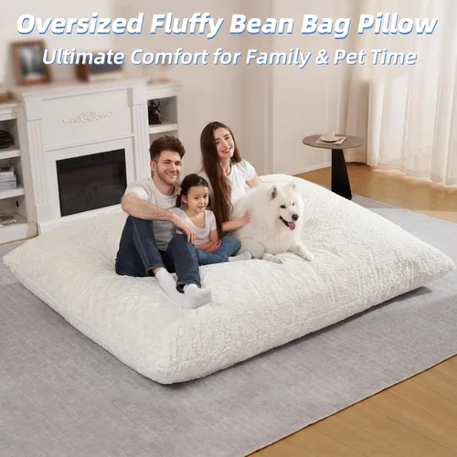Miniatura 4 de HABUTWAY Silla de Puf 4 en 1, Sofá de Puf Gigante con Relleno de Espuma Viscoelástica, Silla de Puf para Adultos, Funda de Felpa Sintética Lavable a