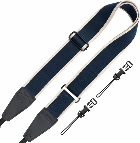 Miniatura 31 de Padwa Lifestyle Correa para cámara de flores marrones, correa de algodón de doble capa de piel de vaca de 2 pulgadas de ancho, bordado jacquard Flor
