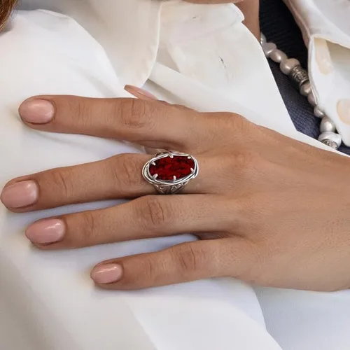 Miniatura 2 de JEAN RACHEL JEWELRY Anillo de plata de ley 925 con circonita cúbica ovalada, diseño vintage con envoltura de alambre floral, hipoalergénico, sin