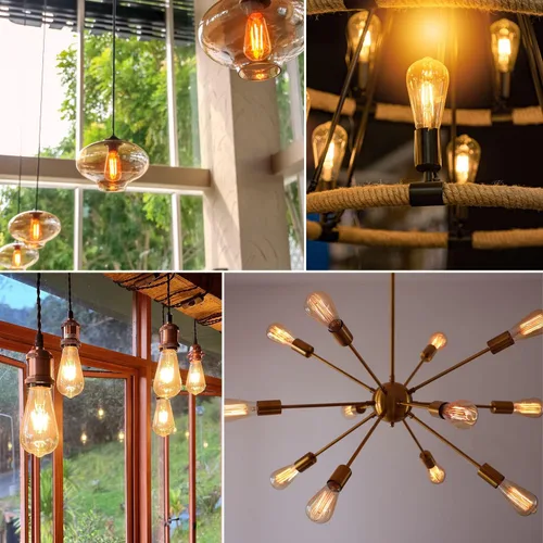 Miniatura 6 de LUXRITE Bombillas LED Edison vintage equivalentes a 75 W, ST19 ST58, 2700 K blanco cálido, 800 lúmenes, bombilla de filamento LED regulable, 8 W