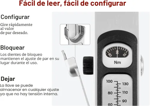 Miniatura 3 de TEKTON - Llave dinamométrica de 1/2 pulgada de 72 dientes con viga dividida (40-250 pies-libras) TRQ62203