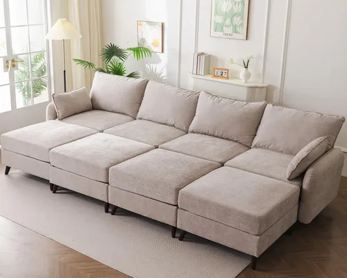 Miniatura 39 de Rexulqo Sofá modular modular de 104 pulgadas con almacenamiento para todos los asientos, sofá grande en forma de L, cómodos sofás de nube con Azul