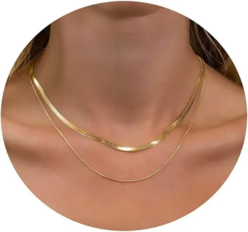 Miniatura 6 de Collares en capas para mujer, chapados en plata, delicada cuerda torcida de serpiente, delicado collar en capas, gargantilla de diferentes