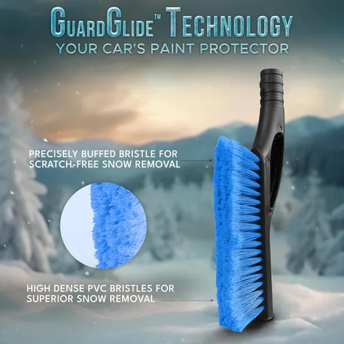 Miniatura 3 de EcoNour Rascador de nieve y cepillo de coche de aluminio de 27" Cabeza de cerdas entrelazadas con cuerpo de metal para rascador de hielo
