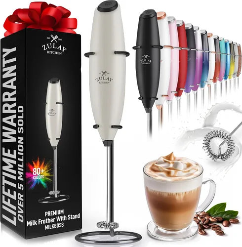 Miniatura 591 de Zulay Milk Boss Espumador de leche potente manual, hace espuma para latte, batidor para mezclar bebidas, café, miniespumador para capuchino, frappé