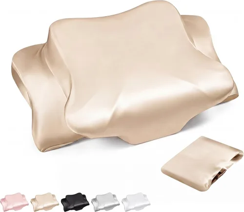 Miniatura 10 de Hahafelt Funda de Almohada Cervical para el Cuello (Solo Funda de Almohada) Funda de Almohada de Satén con Cremallera Funda de Almohada de Contorno