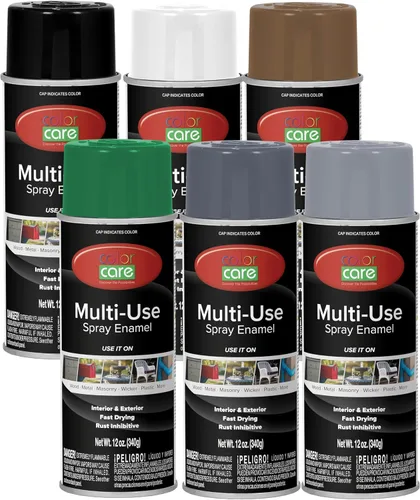 Miniatura 41 de Pintura en aerosol, 12 onzas, paquete de 6 (mezcla de colores cálidos: blanco brillante, rojo rubí, naranja, amarillo, marrón, negro brillante)