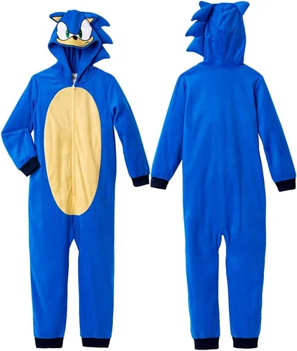 Miniatura 3 de Sonic The Hedgehog Boys Pajama Onesie Hooded Zip Front Blanket Sleeper for Kids