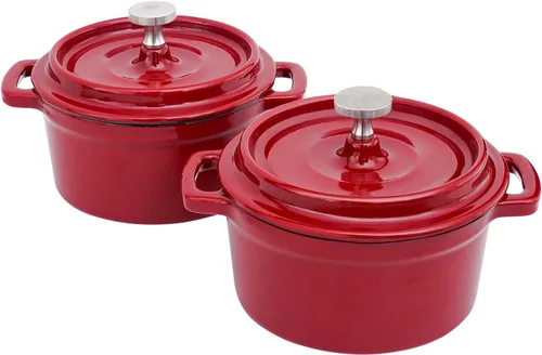 Miniatura 11 de Flavehc Mini Cocotte - Mini Horno Holandés de 16 oz, 0.5 qt. Asador de Ajo de Hierro Fundido para Horno, Olla para Ajo Confitado, Moldes con Tapas
