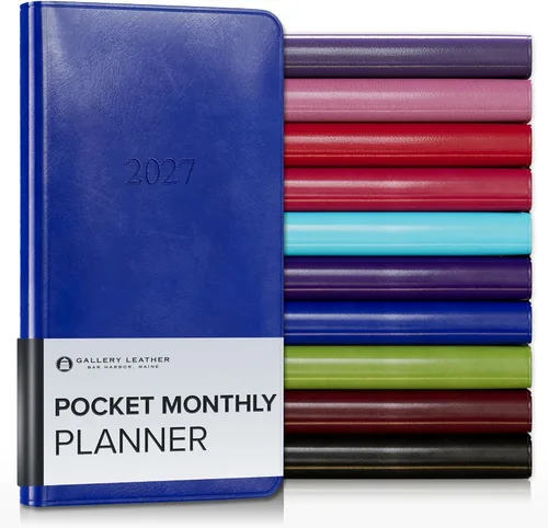 Miniatura 90 de Gallery Leather Agenda Mensual Grande 2025-2026, Elegantemente Encuadernada Planificador de Calendario y Cuaderno con Elegantes Bordes Dorados, 18