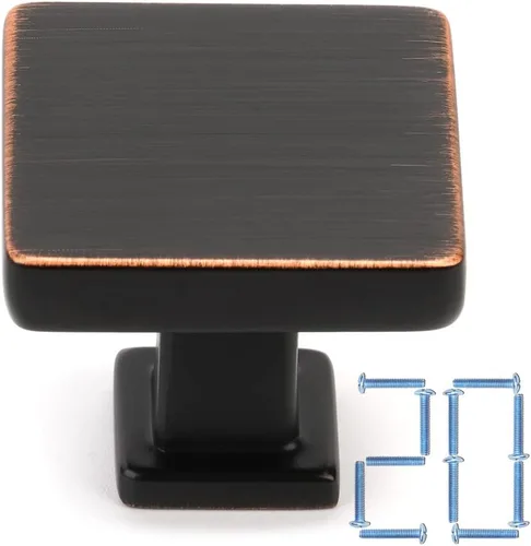Miniatura 43 de KOOFIZO Paquete de 10 pomos negros para gabinete, pomos negros mate para cajones, K08, tiradores cuadrados de un solo agujero para gabinetes