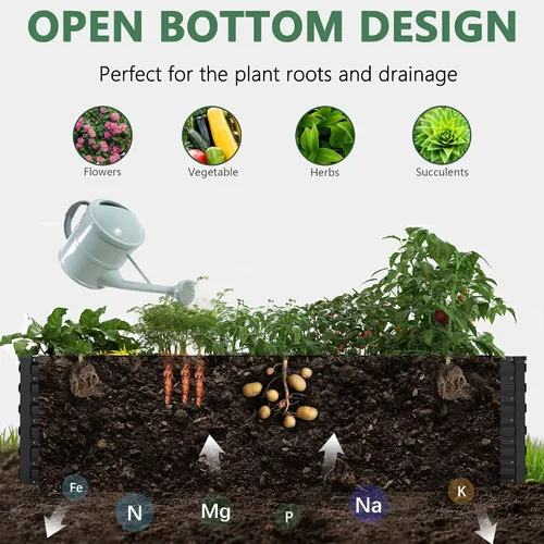 Miniatura 8 de Cama de jardín elevada con enrejado de arco para plantas trepadoras, cama de jardín elevada galvanizada, jardineras al aire libre para verduras