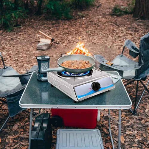 Miniatura 7 de Cocina de gas propano,Estufa de gas de un solo quemador Estufa de gas portátil de acero inoxidable,Auto Ignition Camping Single Burner LPG para RV