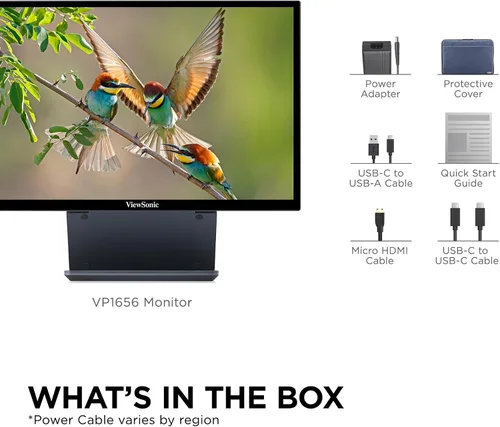 Miniatura 7 de ViewSonic VP1656 Monitor portátil IPS de 15.6 pulgadas 1200p con alimentación de 2 vías 40W USB C, validado por Pantone, calibrado de fábrica