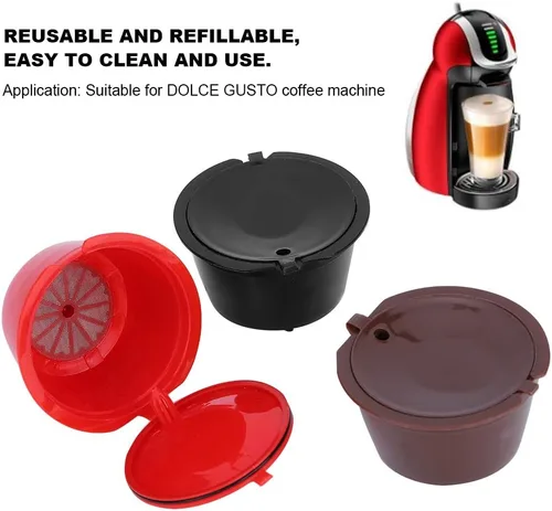 Miniatura 4 de Plplaaoo Paquete de 6 cápsulas de café reutilizables compatibles con Nescafe Dolce Gusto – Cápsulas de café recargables con cepillo de limpieza