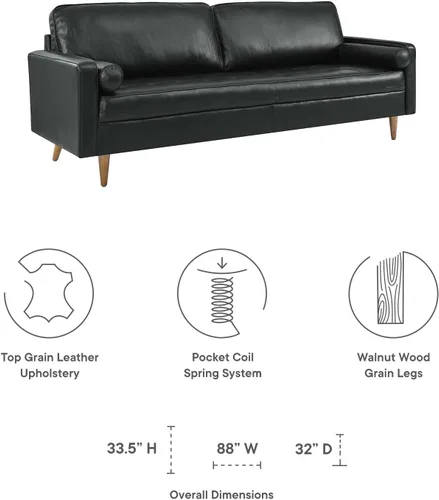 Miniatura 7 de Modway Valour, sofá de 88 pulgadas, negro