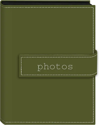 Pioneer Photo Albums EXP-57/SGP - Álbum de fotos bordadas con correa de piel sintética cosida, 36 bolsillos, 5 x 7 pulgadas, color verde salvia
